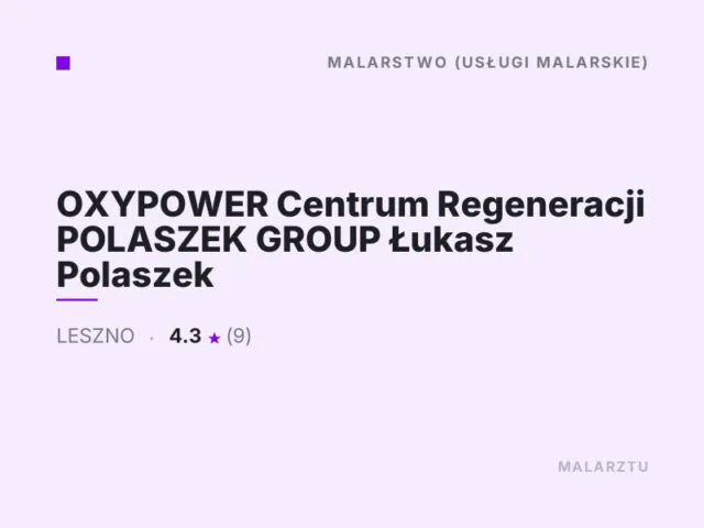 OXYPOWER Centrum Regeneracji POLASZEK GROUP Łukasz Polaszek