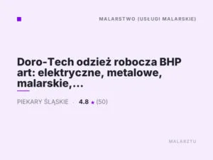 Doro-Tech odzież robocza BHP art: elektryczne, metalowe, malarskie, wodomierze, żarówki