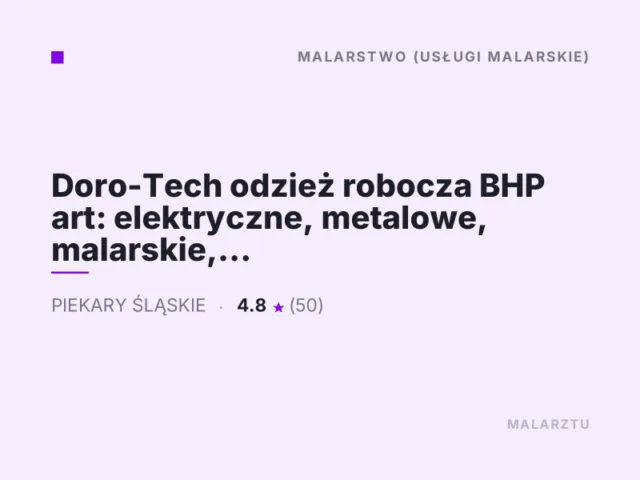Doro-Tech odzież robocza BHP art: elektryczne, metalowe, malarskie, wodomierze, żarówki